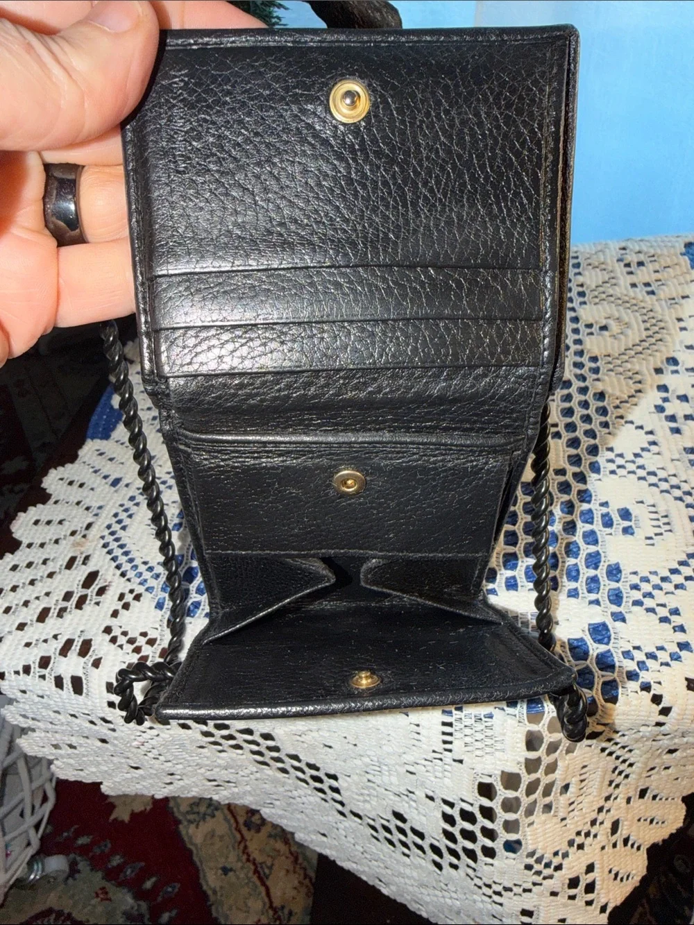 Yves Saint Laurent Black Leather Wallet with Gold Padlock - Picture 7 of 9
